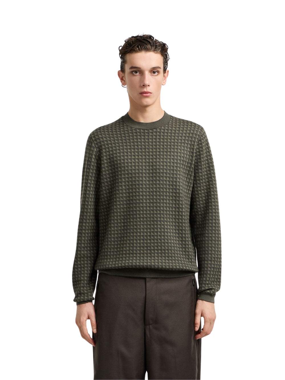 Maglione Emporio Armani uomo lavorazione jacquard - Verde