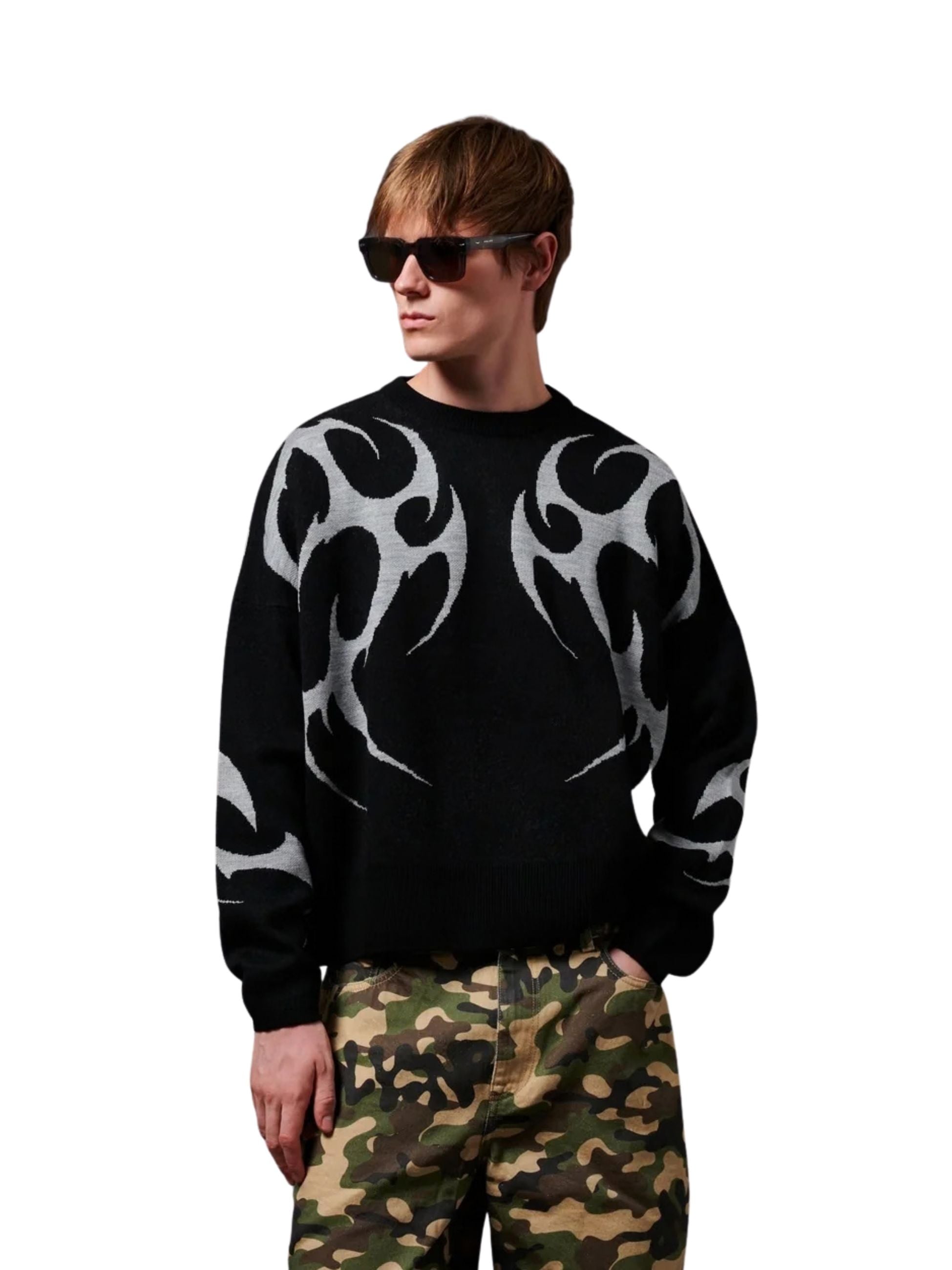 Maglione Dolly Noire uomo con lavorazione - Nero
