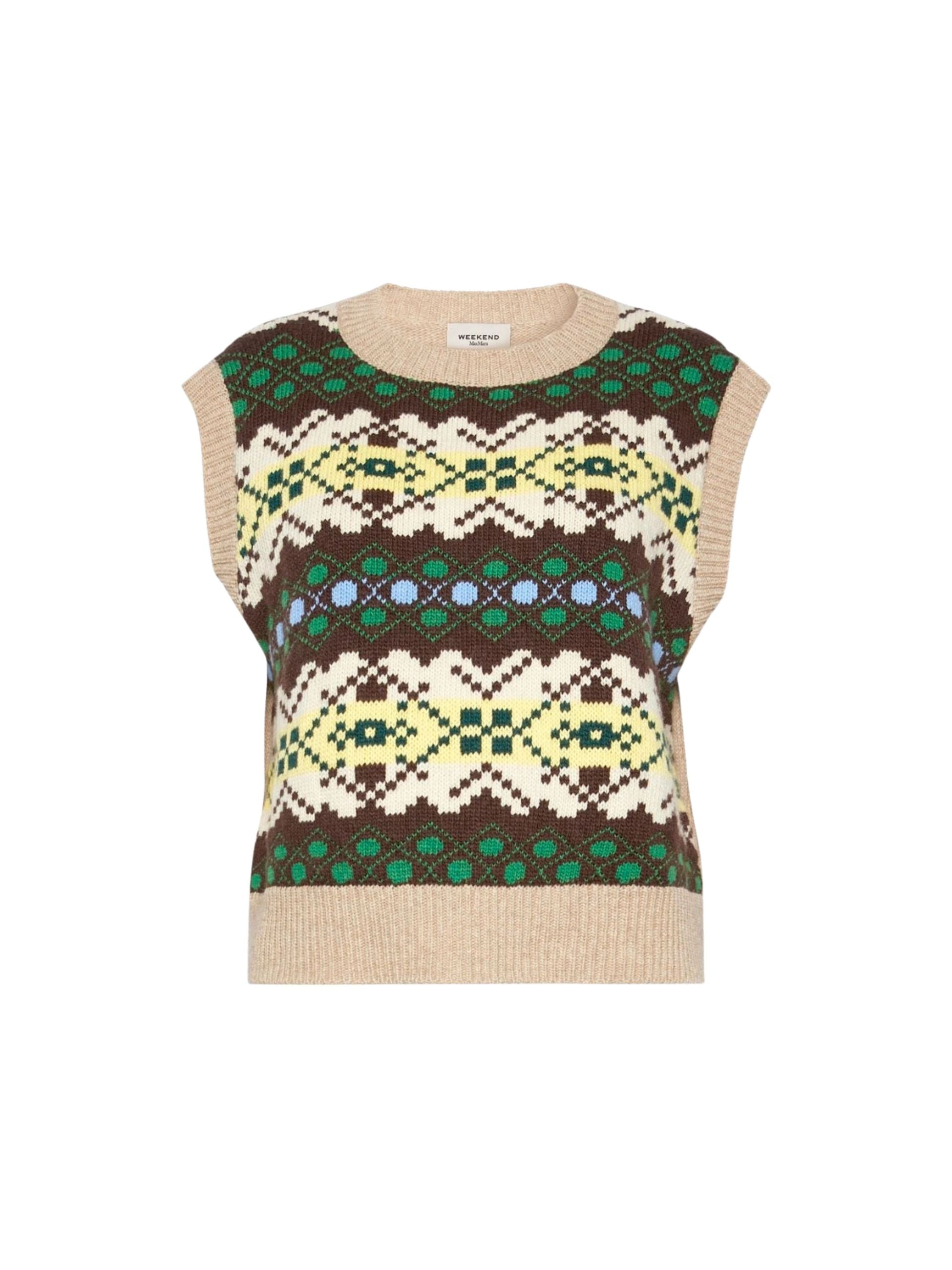 Gilet Weekend Max Mara donna lavorazione jacquard - Verde