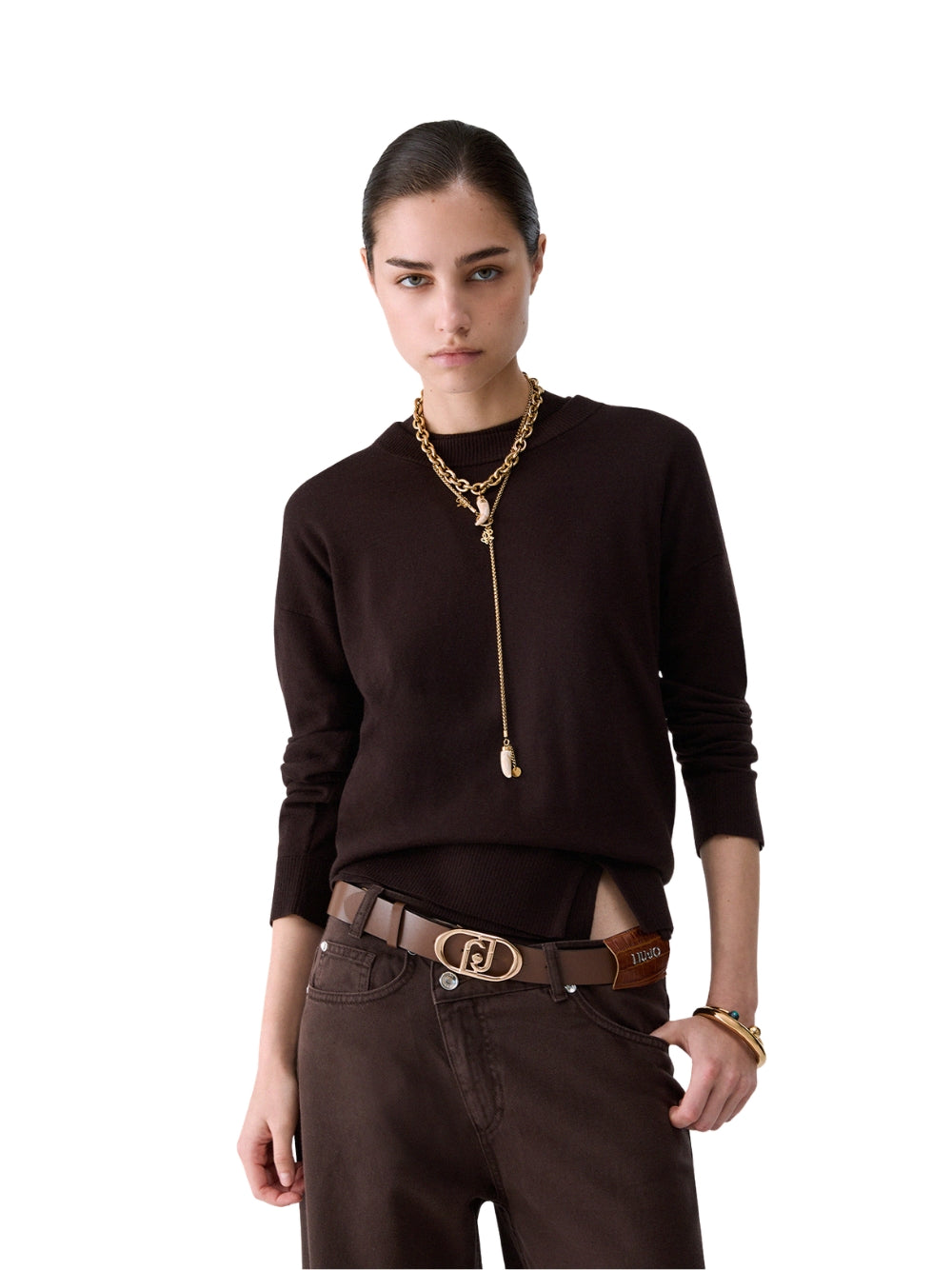 Maglione Liu Jo donna a girocollo - Marrone
