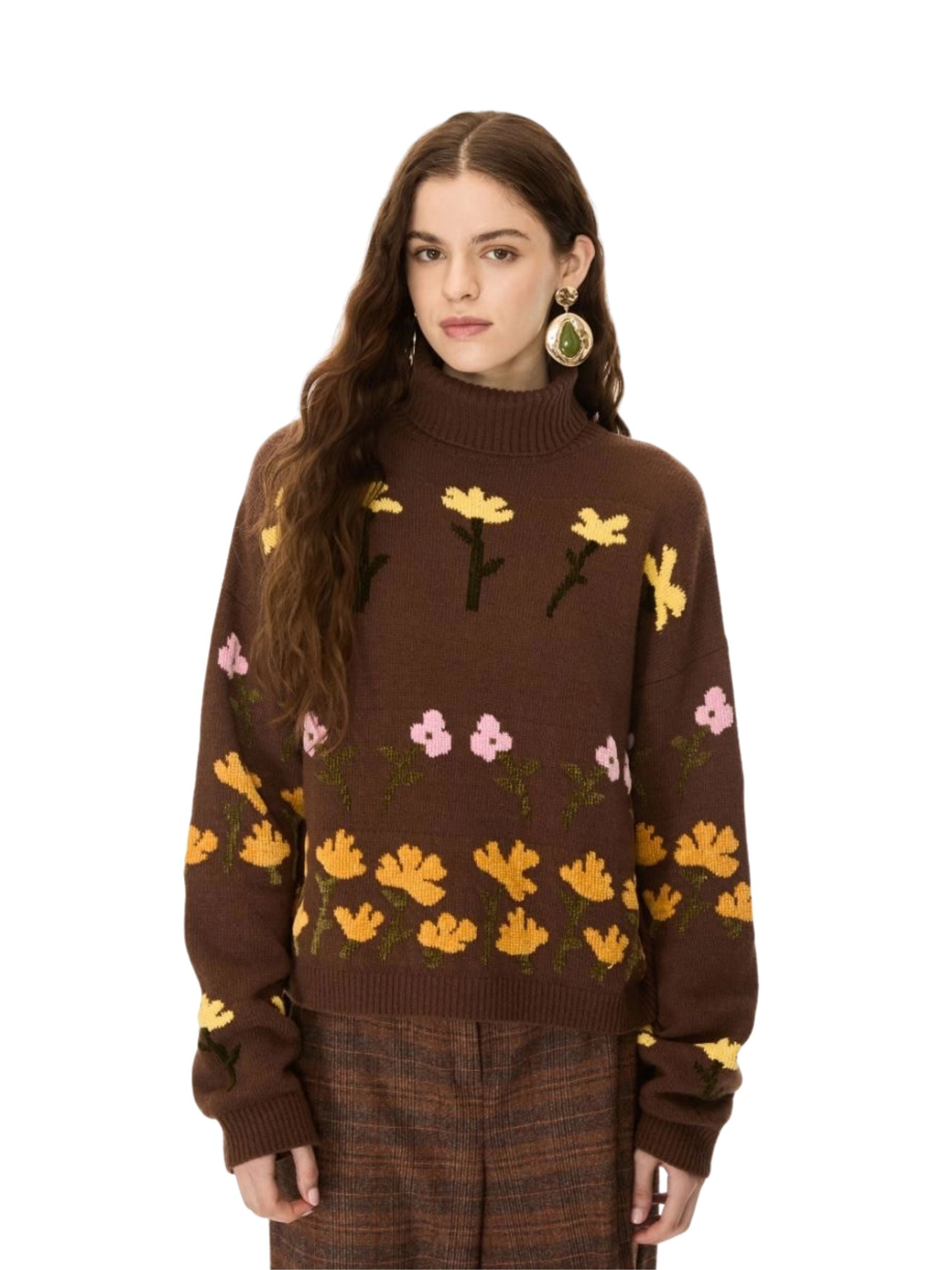 Maglione Iblues donna con lavorazione - Marrone