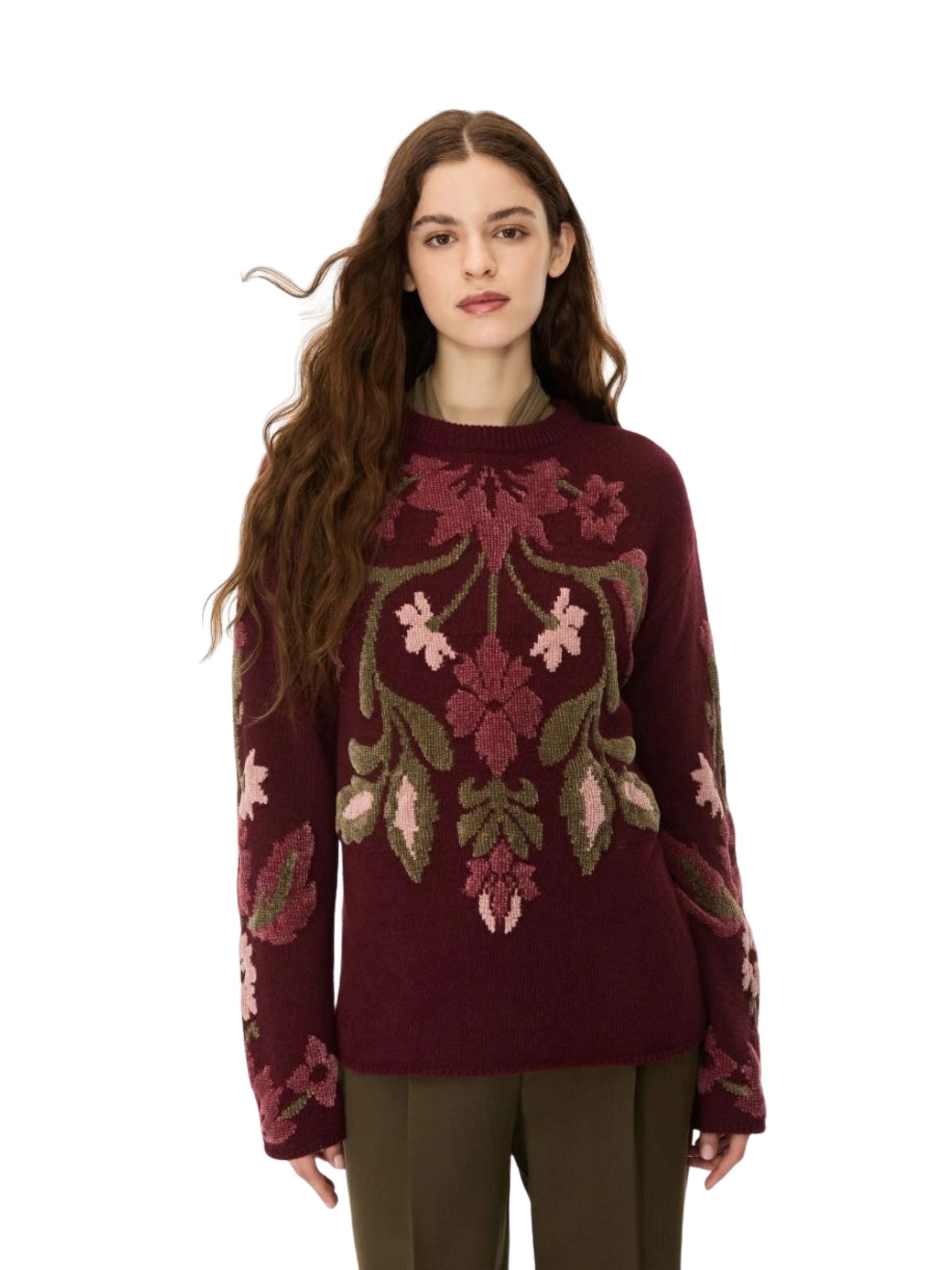 Maglione Iblues donna con lavorazione - Bordeaux