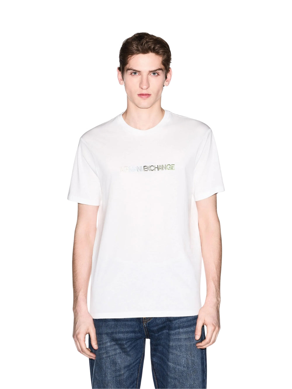 T-Shirt Armani Exchange uomo con ricamo - Bianco