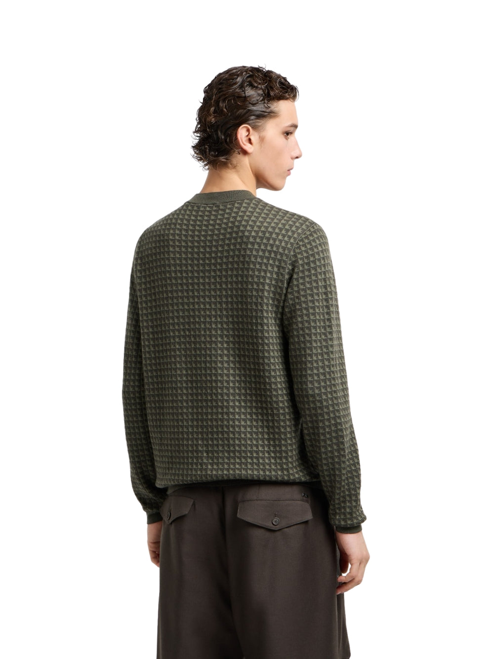 Maglione Emporio Armani uomo lavorazione jacquard - Verde