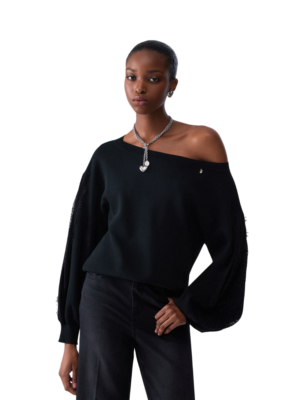 Maglione Liu Jo donna con scollo ampio - Nero